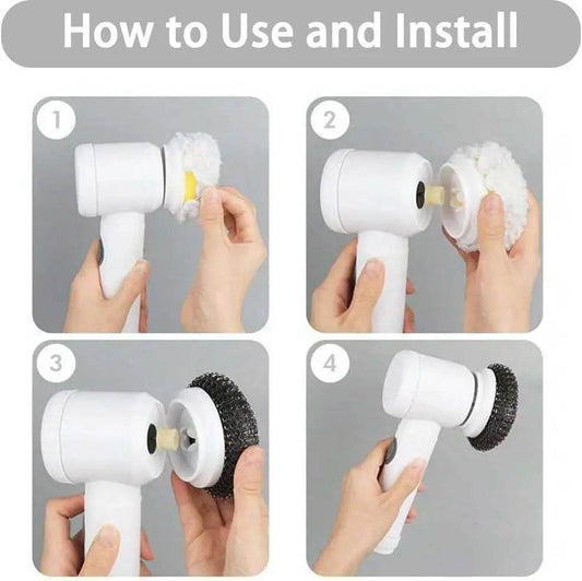 5-in-1 Electric Cleaning Brush | Smart Cleaning Magic Brush | Electric Power for Effortless Clean | Ultimate Home Cleaning Gadget – 5-in-1 Electric Brush (Cordless & Powerful) - Trendyzio